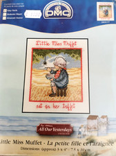 N°13 KIT POINT DE CROIX COMPTE  DMC  " La petite fille et l'araignée "  7,5x10cm