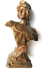 Sculpture, statue, buste de femme en métal cuivré, signée Nymphe, Napoléon III