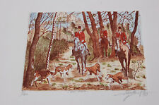 EAU FORTE ORIGINALE AQUARELLEE 20 X 15,Chasse à courre numéroté signé Lalouette 