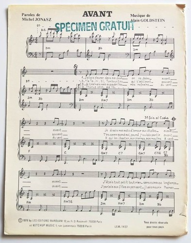 Partition vintage sheet - , music