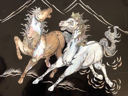 Tableau chevaux laque - tableau,