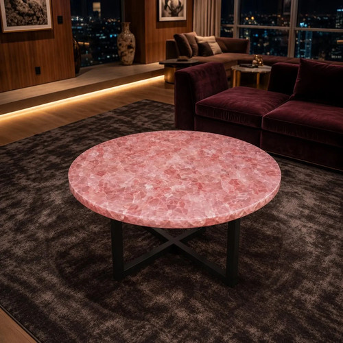 Rose quartz coffee table round - coffee,