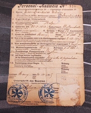 Personal Ausweis MARCQ (Enghien) BELGIQUE Hainaut WW1 OCCUPATION 14-18  N°326