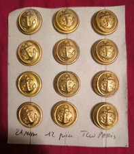 lot 12 boutons ancre laiton