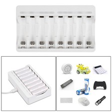 Chargeur de batterie USB AA AAA 8 emplacements pour piles rechargeables NiMH