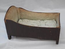 RARE ANCIEN LIT DE POUPEE EN BOIS  CAPITONNE DES ANNEES 1940