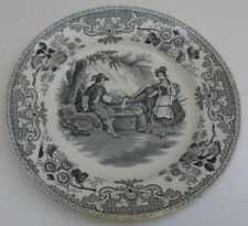 Assiette XIXe Creil Vache a l'abreuvoir 