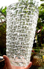 Magnifique Grand Vase En Verre Motif Eclat De Cristaux