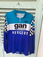 ANCIEN MAILLOT DE CYCLISME PEUGEOT GAN DAMIERS 1975 COURSE BICYCLETTE VINTAGE