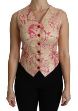 DOLCE & GABBANA Top Rose Or Brocart Gilet Blouse IT38 / US4 / XS 1100 $