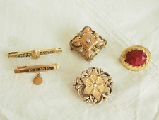 LOT 5 BROCHES ANCIENNES PLAQUE