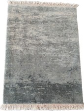 Tapis noué à la main ombre 2 x 3 pour enfants adolescents 100 % laine gris...