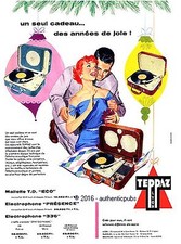PUBLICITE TEPPAZ ELECTROPHONE 336 PRESENCE MALLETTE TD DE 1958 FRENCH AD VINTAGE