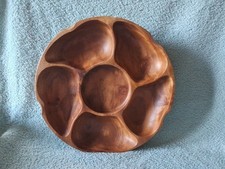 Plateau Rond Tournant Bois 6 compartiments Apéritif Ø29,5cm Made In Philippines 