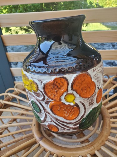 Vase céramique orange vert