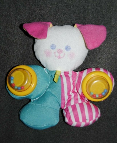Doudou chien vert rose - vert,