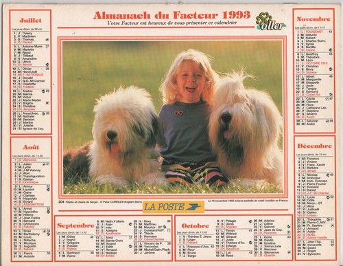 1993 calendrier des postes - des,