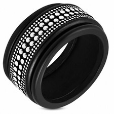 DIA-68mm | Ensemble de bracelets en bois large avec rangée de boutons de métal p