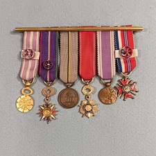 BARRETTE DE 6 REDUCTIONS DE MEDAILLE MINIATURE MERITE COMMEMORATIVE CIVIQUE