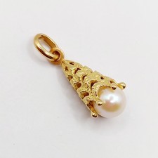Pendentif vintage or 18k cône orné d'une perle