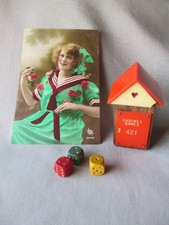 Ancienne "CABINE de PLAGE "Miniature Jeu 421 + CPA Jeune Fille Années 25 -30