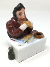 Encrier XIX EME Personnage Porcelaine Peint A table Cuisine Anique Inkwell 19 th