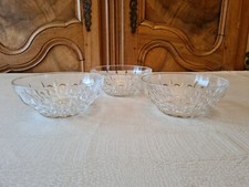3 Bol Saladier Coupe Coupelle Fruits Dessert Apero Verre Ciselé Vintage Ancien