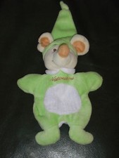 Doudou CMP Eveil et Tendresse Marionnette Souris Vert et  Blanc Natoudou
