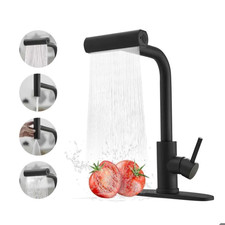 Robinet Cuisine Noir Douchette Extractible 4 Modes Mitigeur Acier Inox 360°