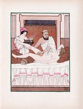 Estampe de Kuhn-Régnier - Illustration d'Hippocrate - La chute de l'utérus