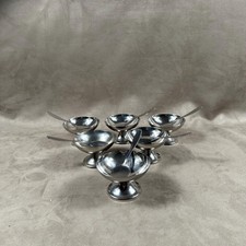 Set of 6 Vintage 18/10 Stainless Steel Ice Cups with 6 Spoons Made in France