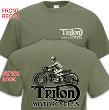 T-shirt TRITON MOTORCYCLES - Cafe Racer Casque Moto Retro Vintage Triumph Motard