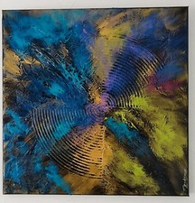 Art contemporain - tableau abstrait coloré œuvre d'art originale signée