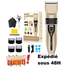 Tondeuse Cheveux & Barbe Pro Lames Acier, Réglage 0.8-2.0 mm, USB