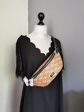 Sac banane en toile exclusive camel et cuir noir Lancel