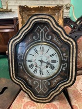 Antique Pendule Oeil De Boeuf Finement Marqueté En Nacre D'Époque XIX Seconde