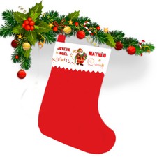 Botte de noël chaussette joyeux noël haut 39 cm personnalisée avec prénom réf 05