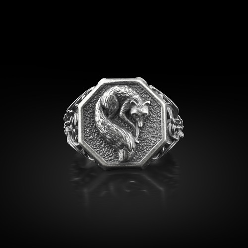 Bague chevalière homme - , renard
