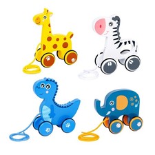 Jouet à tirer en forme d'animal, jouet à pousser et à tirer pour les