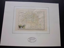 Gravure couleur 19°: carte géographique de l'Ariège