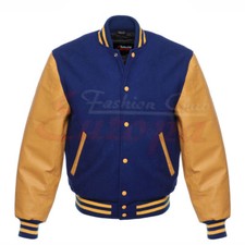 Varsity Genuine Leather Sleeve Letterman College  Men Wool Jacket