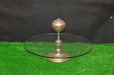 ANCIEN PLATEAU PLAT A FROMAGE METAL ARGENTE ET VERRE 