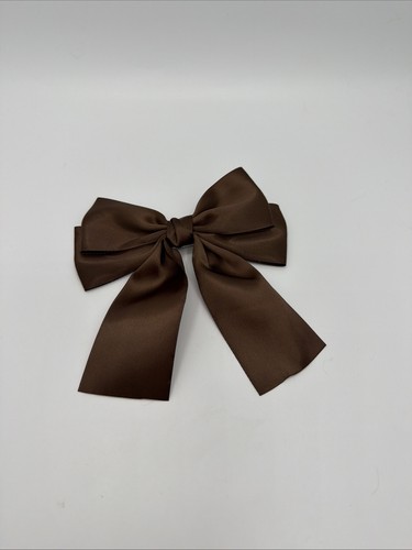 Barrette noeud satin marron - noeud,