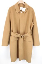 Sandro Homme XL Marron Pure Manteau en Laine avec Ceinture Col Long Bras Surcot