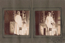 ANCIENNE PHOTOGRAPHIE 1915 DUO DE PHOTOS D'INFIRMIERE PRENANT LA POSE EN TENUE