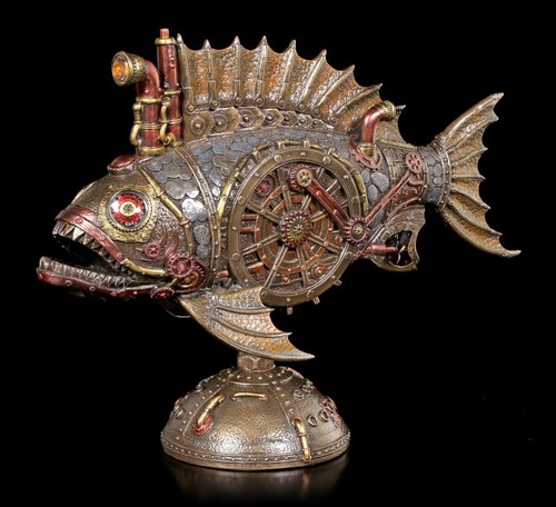 Steampunk piranha figurine - steampunk,