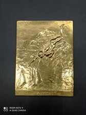 Ancienne médaille Plaque en bronze LA BRISE Trophé club Nautique , sport , nue .