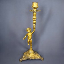 Chandelier ancien en laiton? doré - Porte-bougie style enfant baroque décoratif