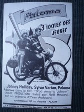 pub brochure Johnny Hallyday, sylvie Vartan, Cyclomoteur  paloma 1963