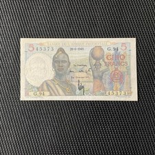 AFRIQUE OCCIDENTALE FRANÇAISE: 5 Francs 29/06/1949, Pick 36b, SUP+/XF+ 💥